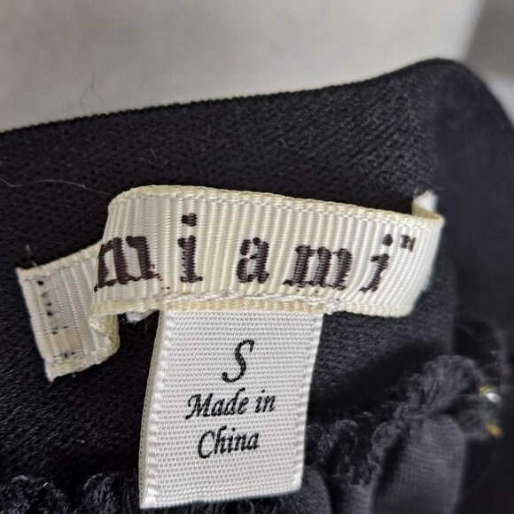 Miami Size Small Black Floral Embroidered Sheer Overlay Skirt Elastic Waist EUC - Picture 8 of 10